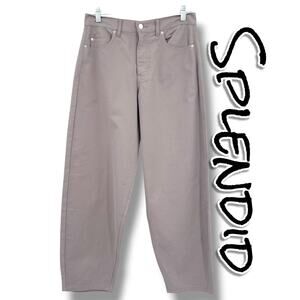 Splendid Carson Barrel Leg Pants Taupe Elastic Back Womens Small Trendy Neutral